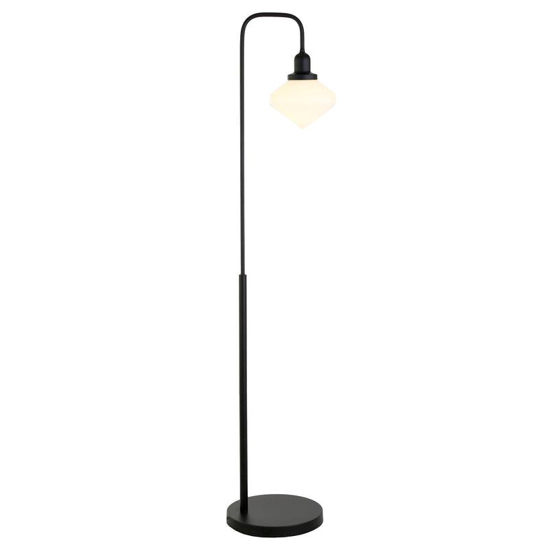 Home Outfitters 62" Black Arched Floor Lamp With White Frosted Glass Shade