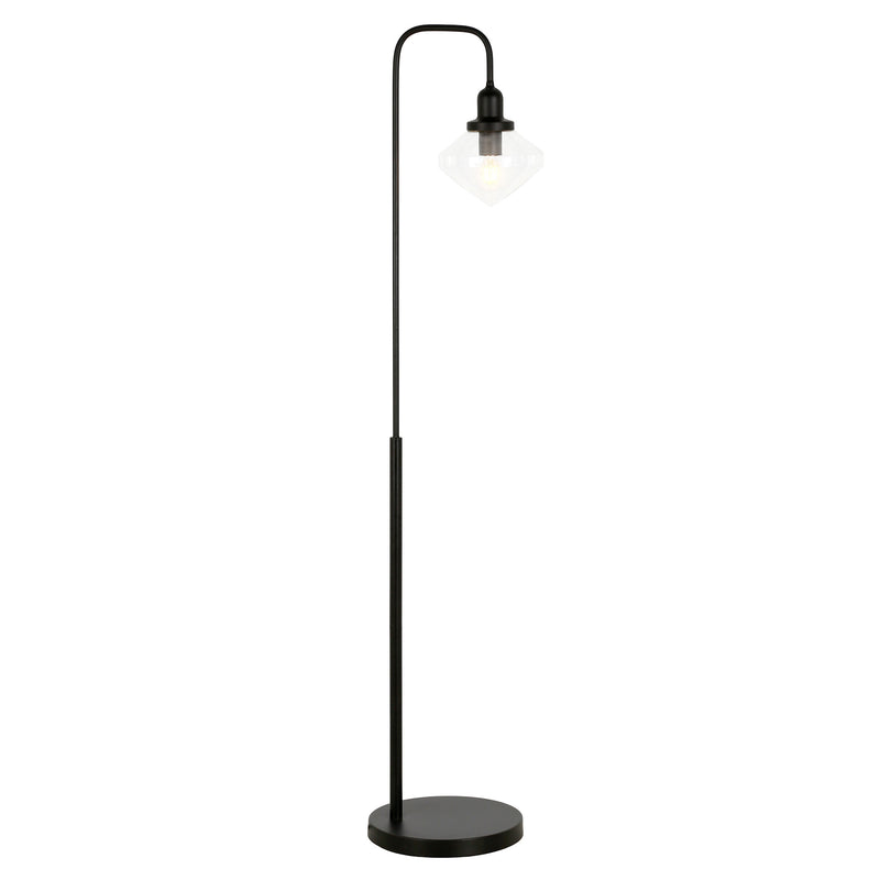 Home Outfitters 62" Black Arched Floor Lamp With Clear Transparent Glass Shade