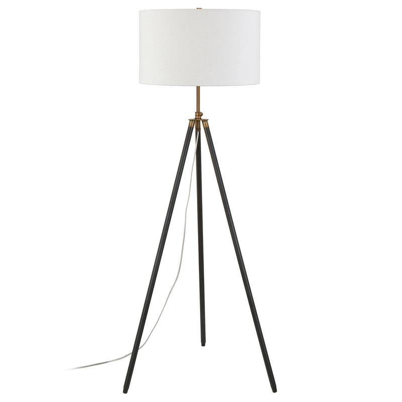 Home Outfitters 67" Black Tripod Floor Lamp With White Frosted Glass Drum Shade