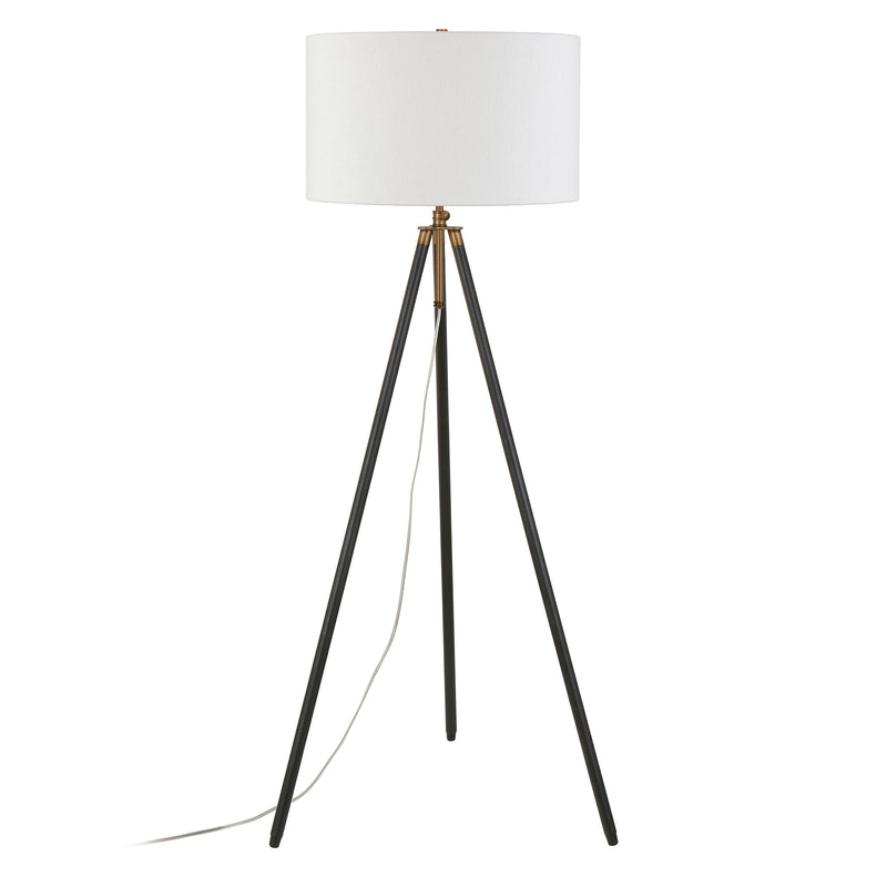 Home Outfitters 67" Black Tripod Floor Lamp With White Frosted Glass Drum Shade