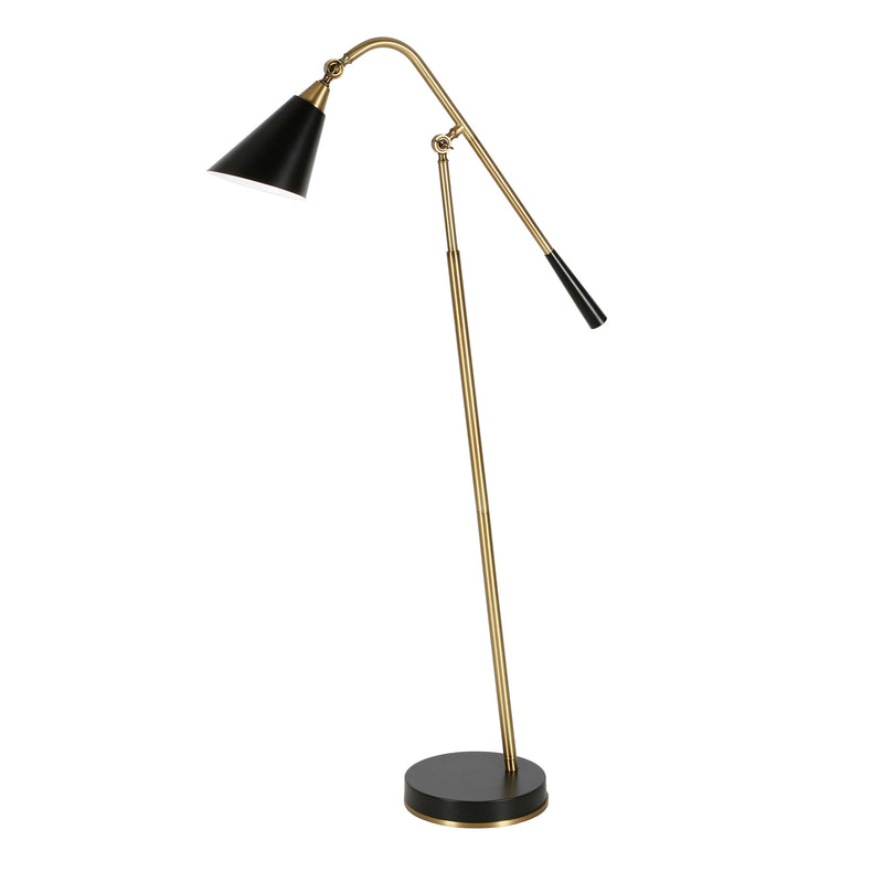 Home Outfitters 52" Black Swing Arm Floor Lamp With Black Cone Shade