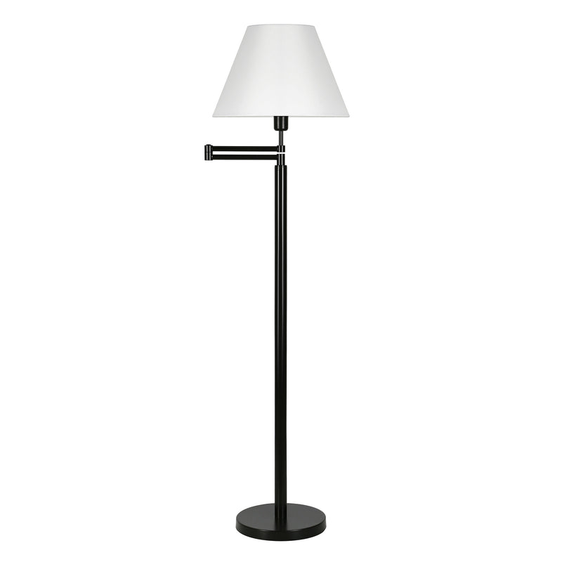 Home Outfitters 62" Black Swing Arm Floor Lamp With White Frosted Glass Empire Shade