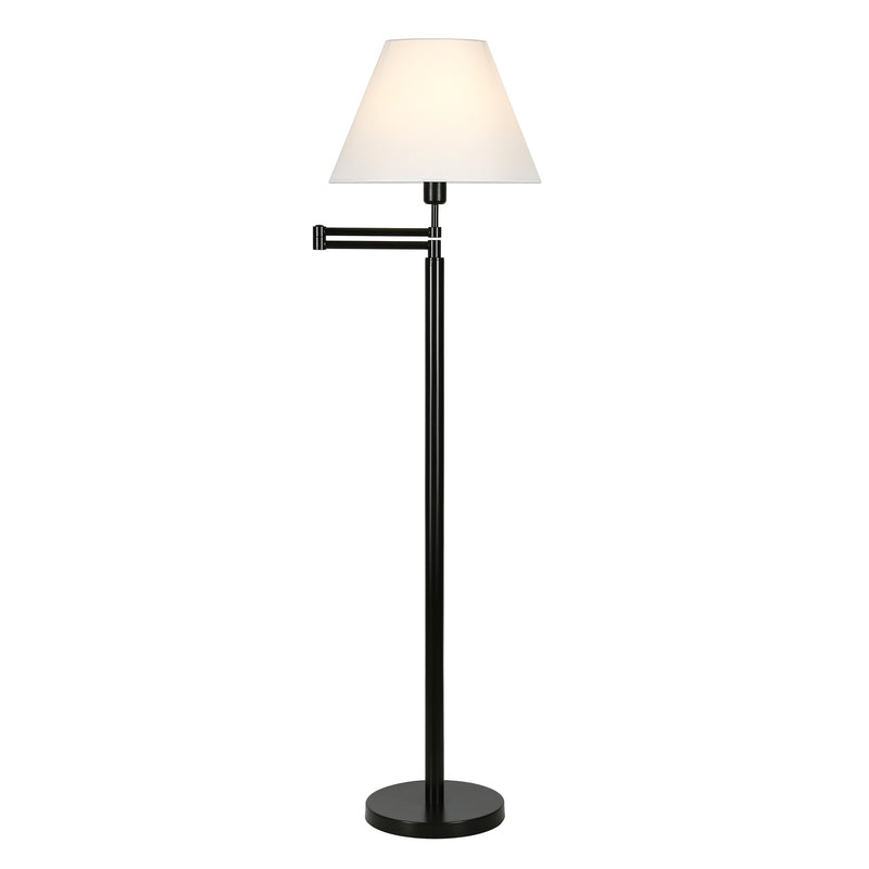 Home Outfitters 62" Black Swing Arm Floor Lamp With White Frosted Glass Empire Shade