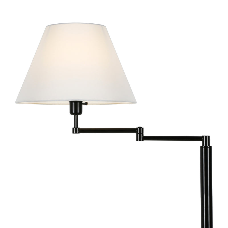 Home Outfitters 62" Black Swing Arm Floor Lamp With White Frosted Glass Empire Shade