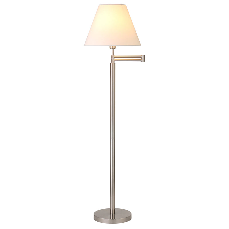 Home Outfitters 62" Nickel Swing Arm Floor Lamp With White Frosted Glass Empire Shade