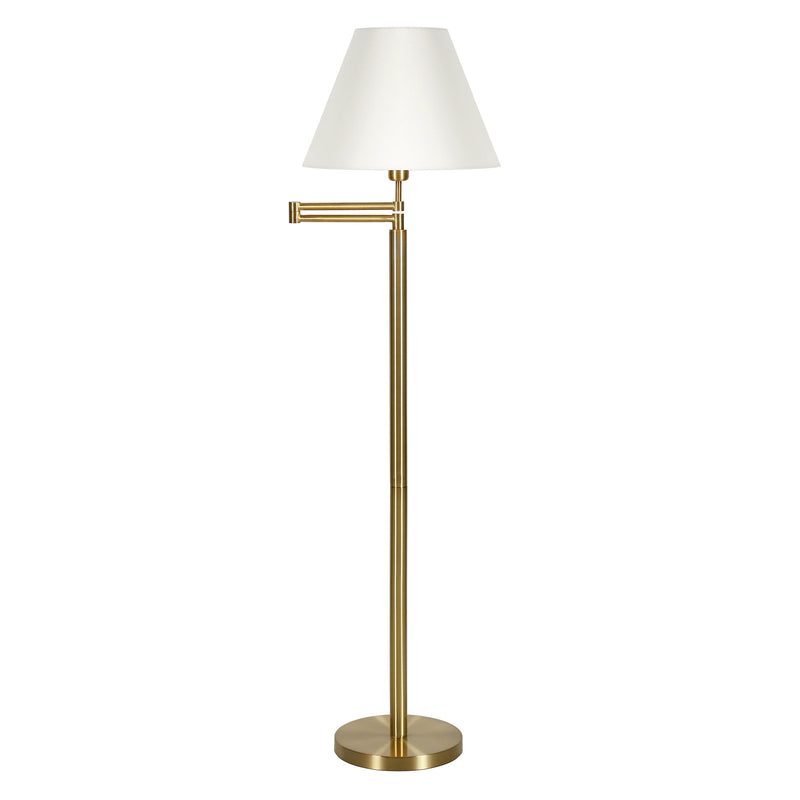 Home Outfitters 62" Brass Swing Arm Floor Lamp With White Frosted Glass Empire Shade