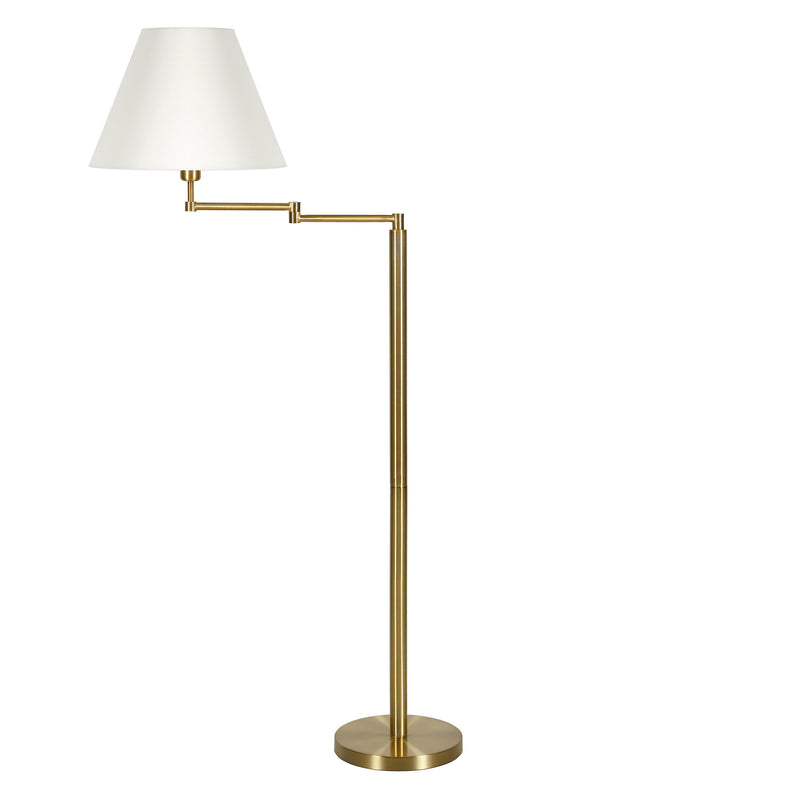 Home Outfitters 62" Brass Swing Arm Floor Lamp With White Frosted Glass Empire Shade