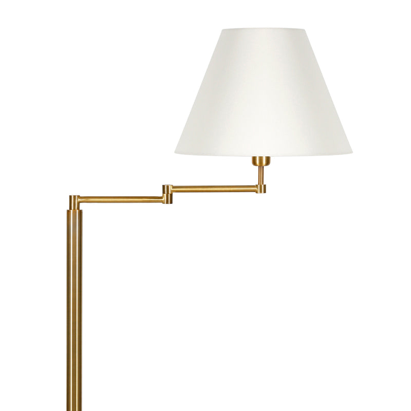 Home Outfitters 62" Brass Swing Arm Floor Lamp With White Frosted Glass Empire Shade