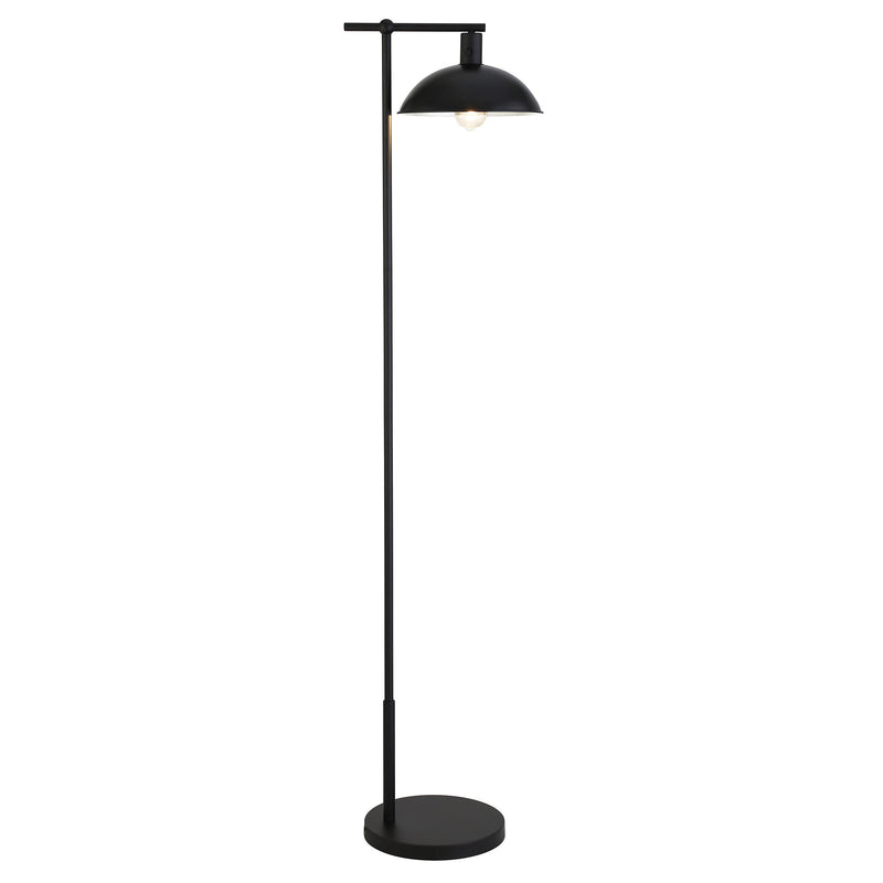 Home Outfitters 68" Black Reading Floor Lamp With Black Bowl Shade