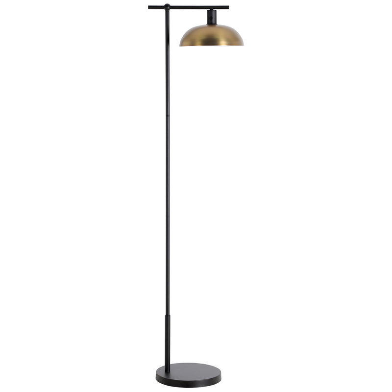 Home Outfitters 68" Black Reading Floor Lamp With Gold Bowl Shade