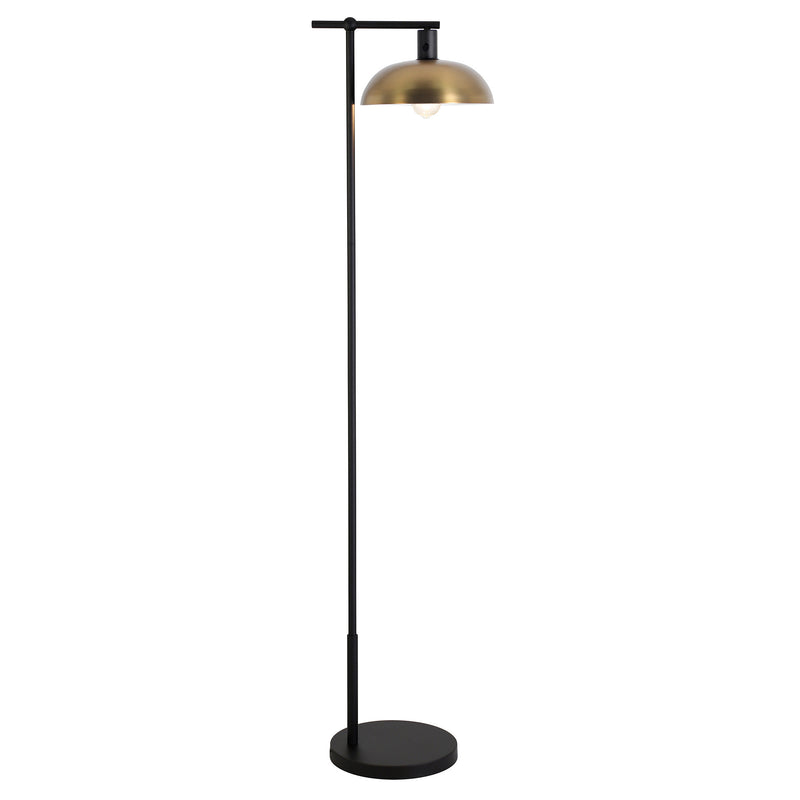 Home Outfitters 68" Black Reading Floor Lamp With Gold Bowl Shade