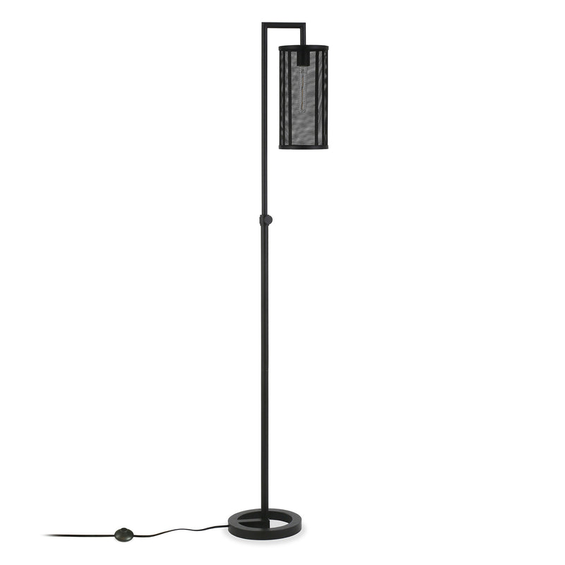 Home Outfitters 69" Black Reading Floor Lamp With Black Drum Shade