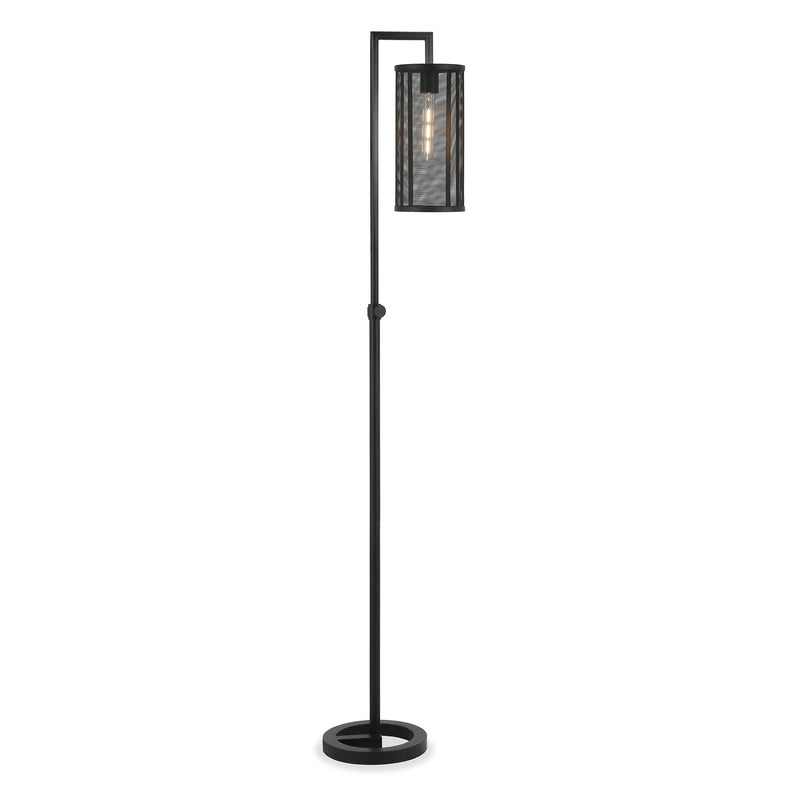 Home Outfitters 69" Black Reading Floor Lamp With Black Drum Shade