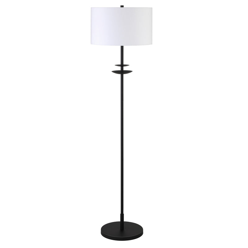 Home Outfitters 63" Black Traditional Shaped Floor Lamp With White Frosted Glass Drum Shade