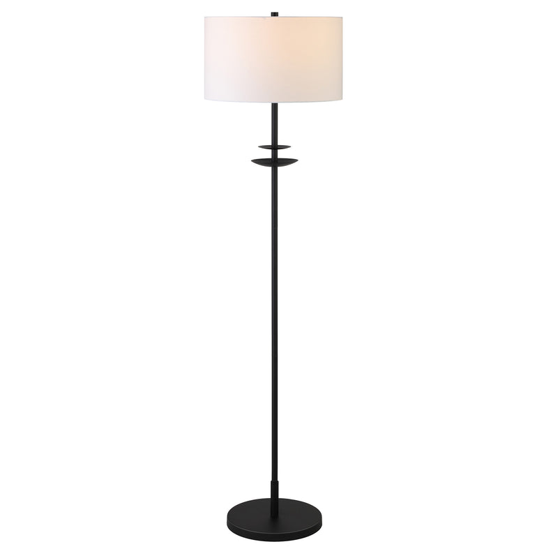 Home Outfitters 63" Black Traditional Shaped Floor Lamp With White Frosted Glass Drum Shade