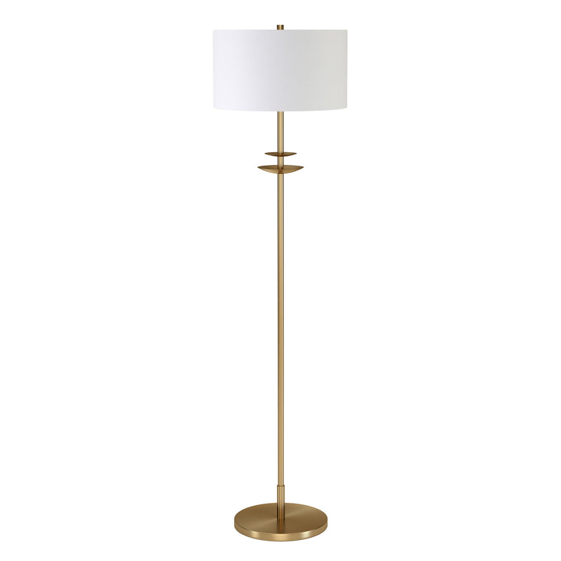 Home Outfitters 63" Brass Traditional Shaped Floor Lamp With White Frosted Glass Drum Shade