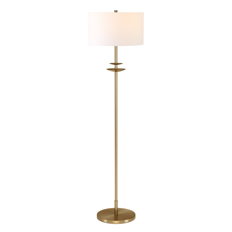 Home Outfitters 63" Brass Traditional Shaped Floor Lamp With White Frosted Glass Drum Shade