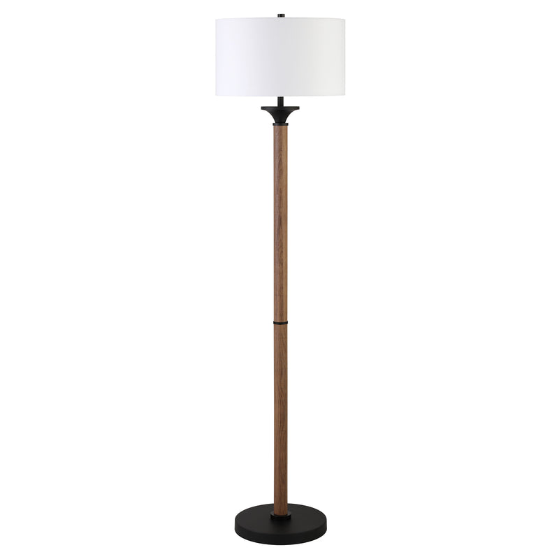 Home Outfitters 66" Black Traditional Shaped Floor Lamp With White Drum Shade