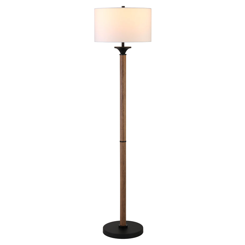 Home Outfitters 66" Black Traditional Shaped Floor Lamp With White Drum Shade