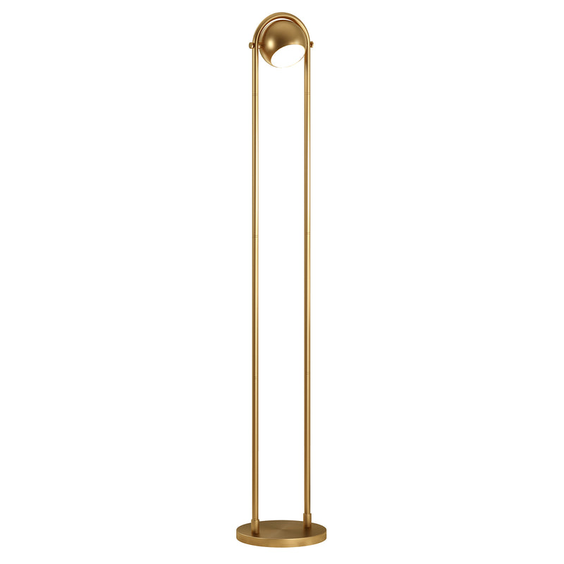 Home Outfitters 64" Brass Column Floor Lamp With Gold Globe Shade