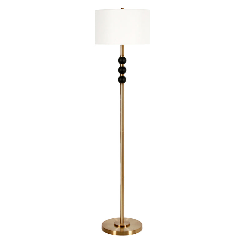 Home Outfitters 62" Black Traditional Shaped Floor Lamp With White Frosted Glass Drum Shade