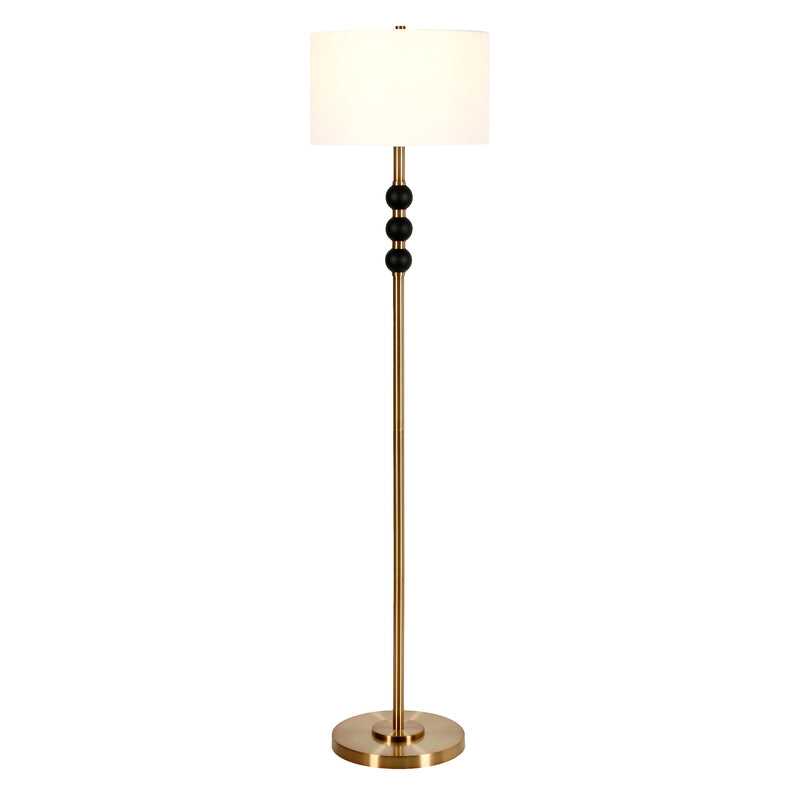 Home Outfitters 62" Black Traditional Shaped Floor Lamp With White Frosted Glass Drum Shade