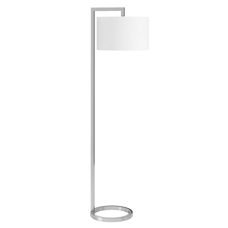 Home Outfitters 64" Nickel Traditional Shaped Floor Lamp With White Frosted Glass Drum Shade