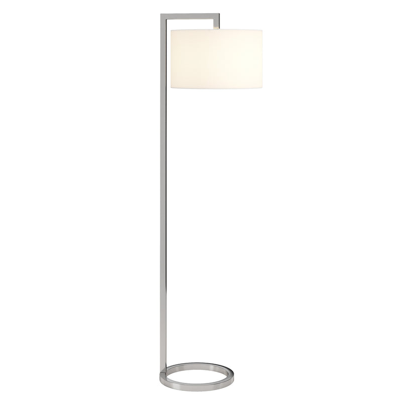 Home Outfitters 64" Nickel Traditional Shaped Floor Lamp With White Frosted Glass Drum Shade