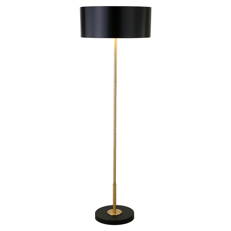 Home Outfitters 62" Black Two Light Traditional Shaped Floor Lamp With Black Drum Shade