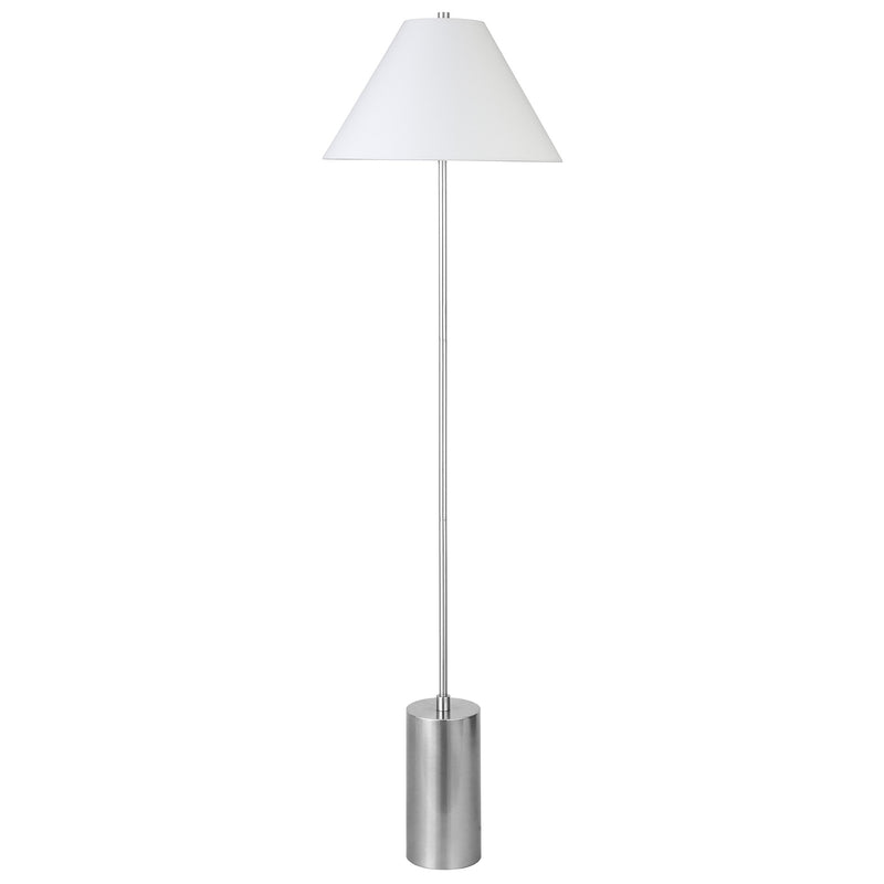 Home Outfitters 64" Nickel Traditional Shaped Floor Lamp With White Frosted Glass Empire Shade