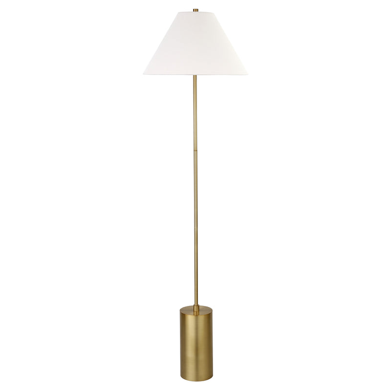 Home Outfitters 64" Brass Traditional Shaped Floor Lamp With White Frosted Glass Empire Shade