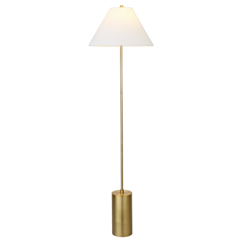 Home Outfitters 64" Brass Traditional Shaped Floor Lamp With White Frosted Glass Empire Shade