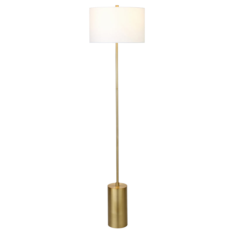 Home Outfitters 64" Brass Traditional Shaped Floor Lamp With White Frosted Glass Empire Shade