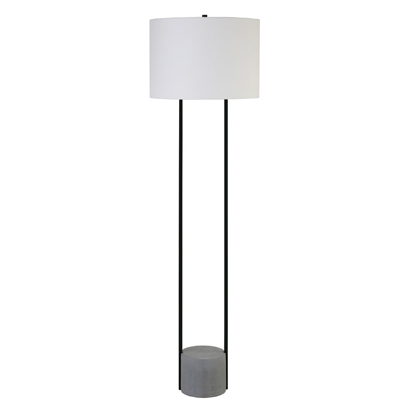 Home Outfitters 65" Black Column Floor Lamp With White Frosted Glass Drum Shade