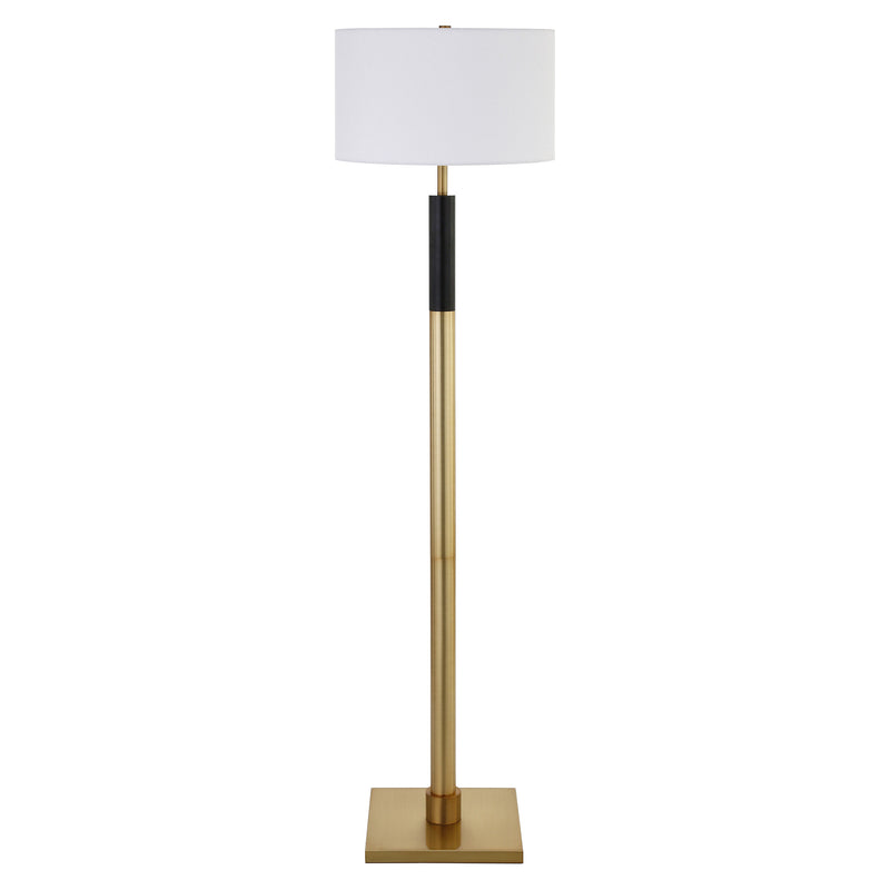 Home Outfitters 62" Black Traditional Shaped Floor Lamp With White Frosted Glass Drum Shade