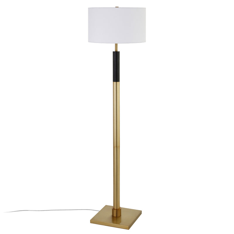 Home Outfitters 62" Black Traditional Shaped Floor Lamp With White Frosted Glass Drum Shade