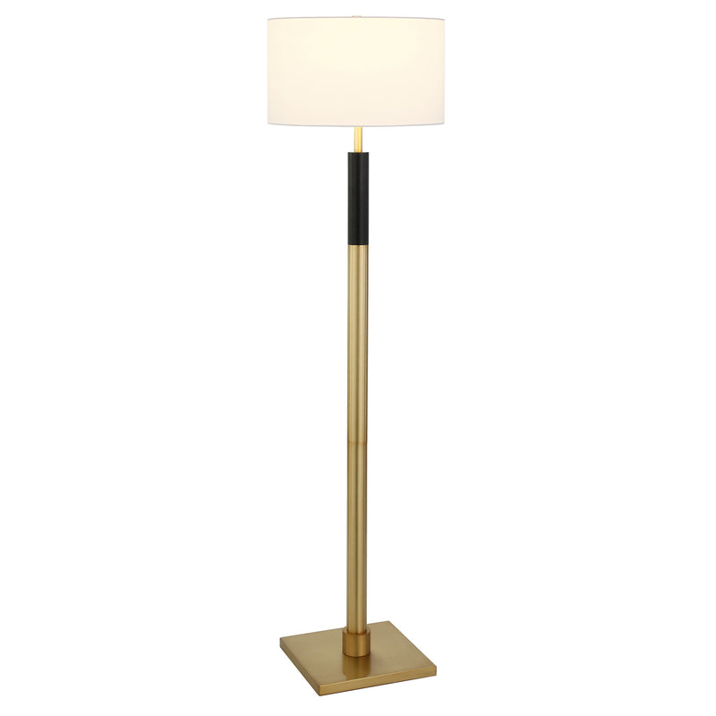 Home Outfitters 62" Black Traditional Shaped Floor Lamp With White Frosted Glass Drum Shade