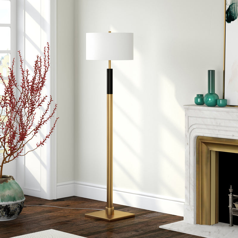 Home Outfitters 62" Black Traditional Shaped Floor Lamp With White Frosted Glass Drum Shade