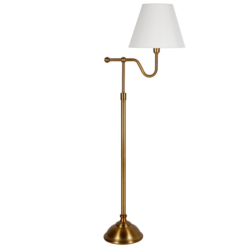 Home Outfitters 63" Brass Swing Arm Floor Lamp With White Frosted Glass Empire Shade