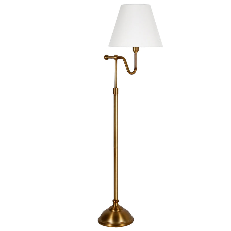 Home Outfitters 63" Brass Swing Arm Floor Lamp With White Frosted Glass Empire Shade