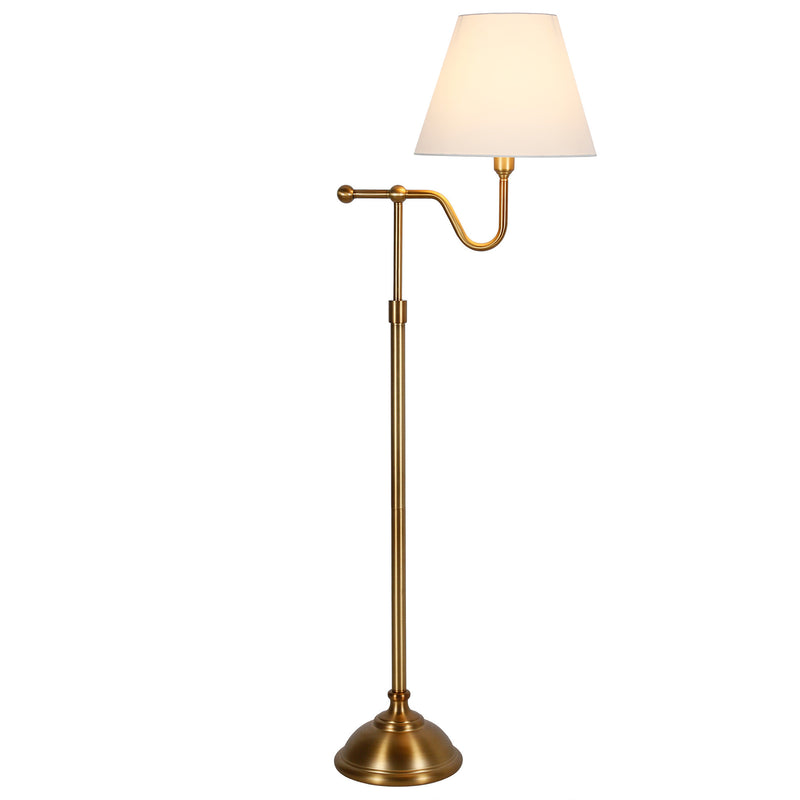 Home Outfitters 63" Brass Swing Arm Floor Lamp With White Frosted Glass Empire Shade