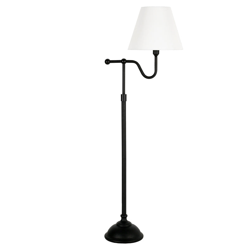 Home Outfitters 63" Black Swing Arm Floor Lamp With White Frosted Glass Empire Shade