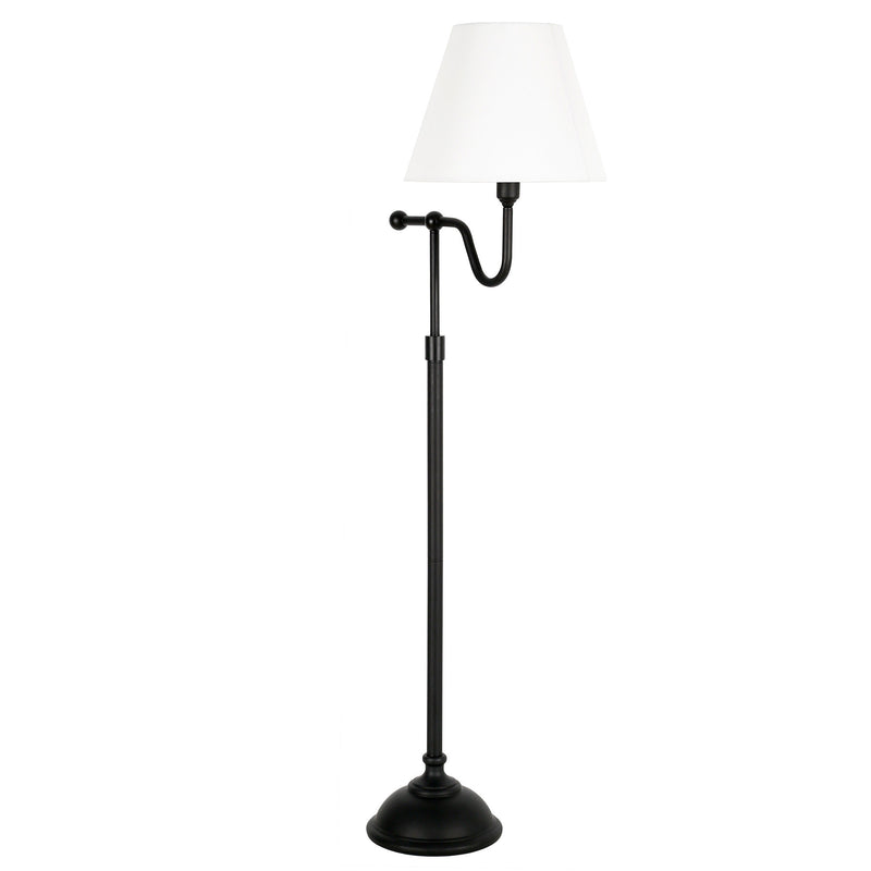 Home Outfitters 63" Black Swing Arm Floor Lamp With White Frosted Glass Empire Shade