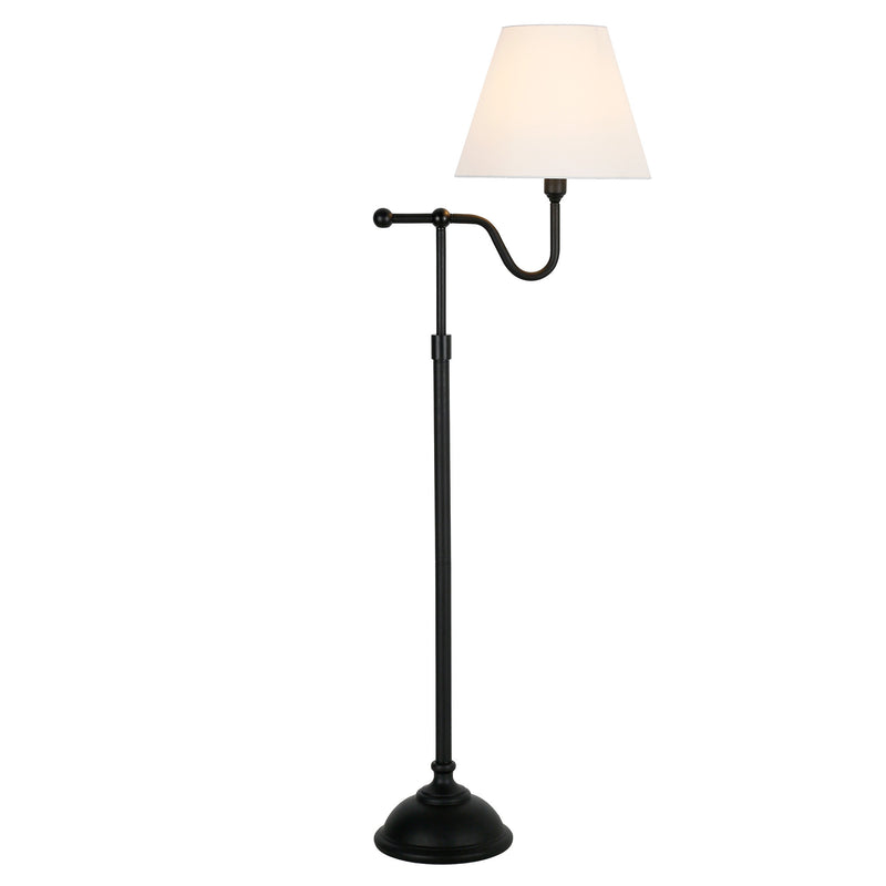 Home Outfitters 63" Black Swing Arm Floor Lamp With White Frosted Glass Empire Shade