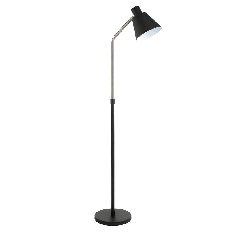 Home Outfitters 63" Black Reading Floor Lamp With Black Cone Shade