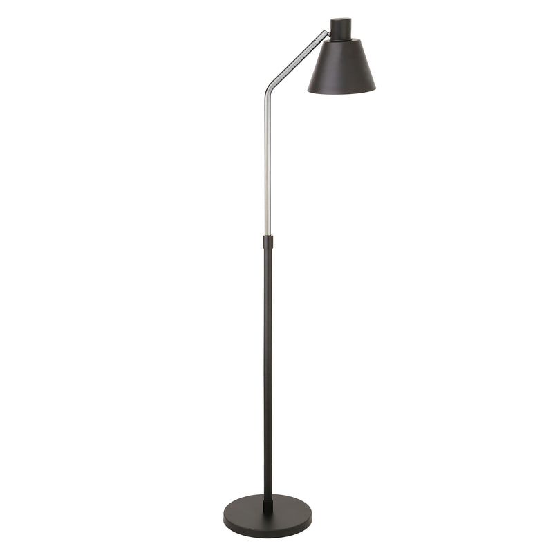 Home Outfitters 63" Black Reading Floor Lamp With Black Cone Shade