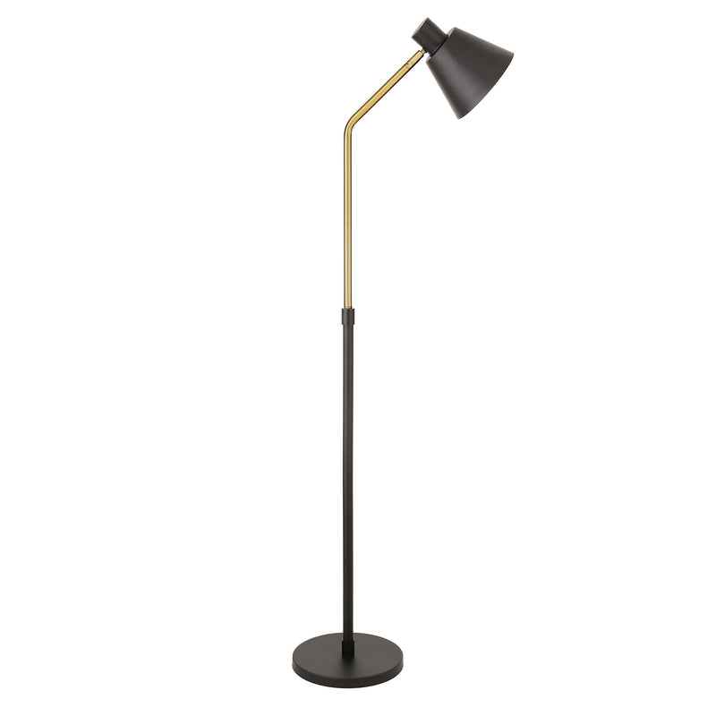 Home Outfitters 63" Black Reading Floor Lamp With Black Cone Shade