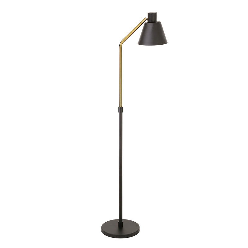 Home Outfitters 63" Black Reading Floor Lamp With Black Cone Shade