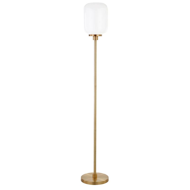 Home Outfitters 69" Brass Novelty Floor Lamp With White Frosted Glass Globe Shade