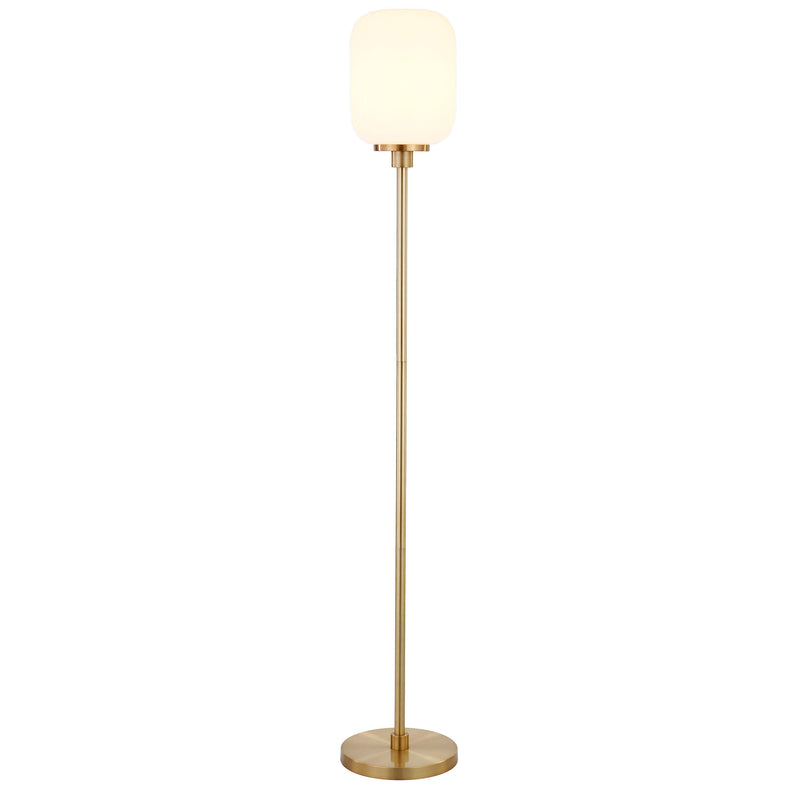 Home Outfitters 69" Brass Novelty Floor Lamp With White Frosted Glass Globe Shade